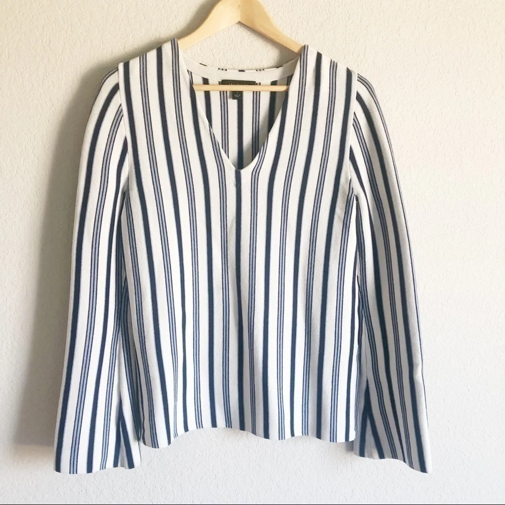 Ann Taylor Silk Blend Striped Wide Sleeve Knit Sweater Top